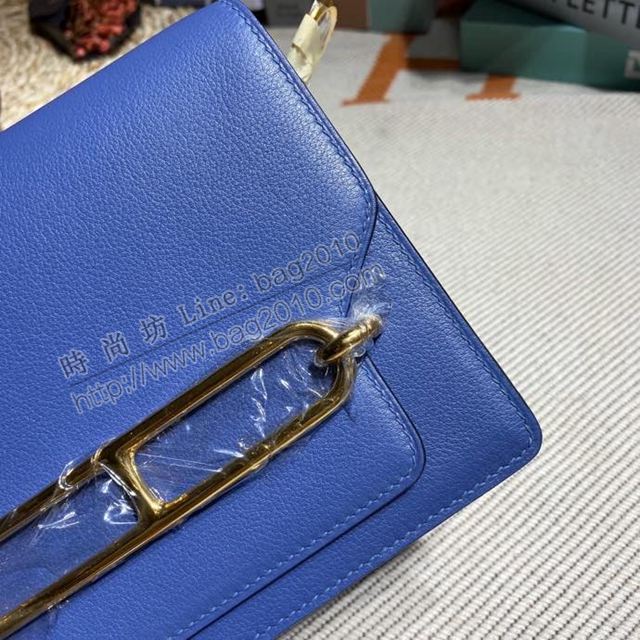 HERMES女包 豬鼻子包 Roulis Evercolor皮 希臘藍 愛馬仕百搭款單肩包 愛馬仕斜挎背包  Ama1685